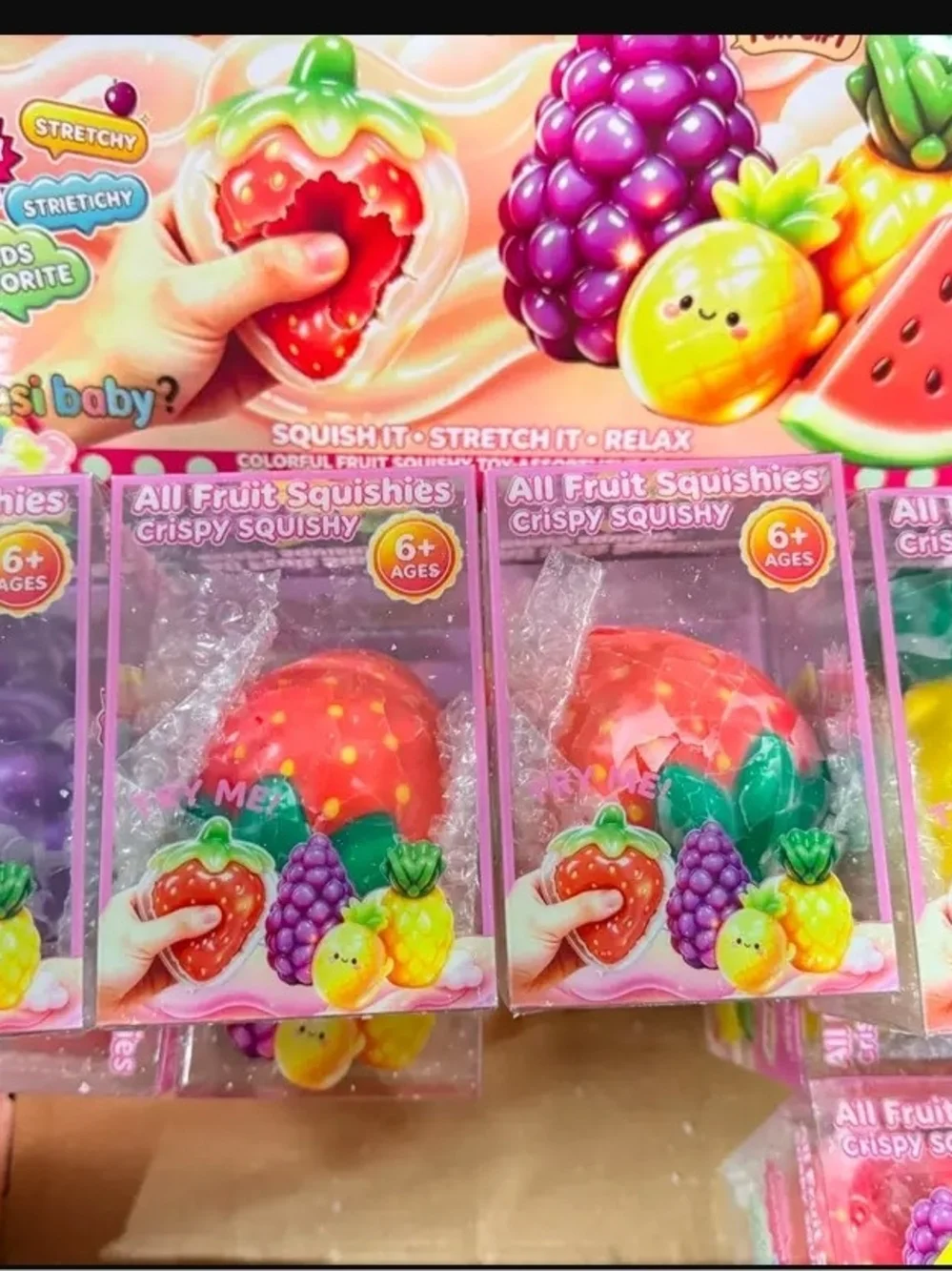 New in Package. Crispy Squishy Fruit Stress Toy - Strawberry